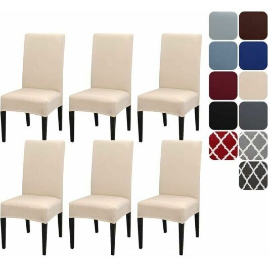 Tumalagia - Stretch Chair Covers Set of 6, Universal Dining Chair Cover Removable Washable Modern Durable for Home Hotel Restaurant Party Banquet
