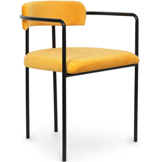 Upholstered Dining Chair - Velvet - Garne Yellow