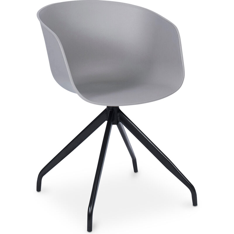Upholstered Office Chair with Armrests - Black Design Desk Chair - Jodie - Joan Light grey
