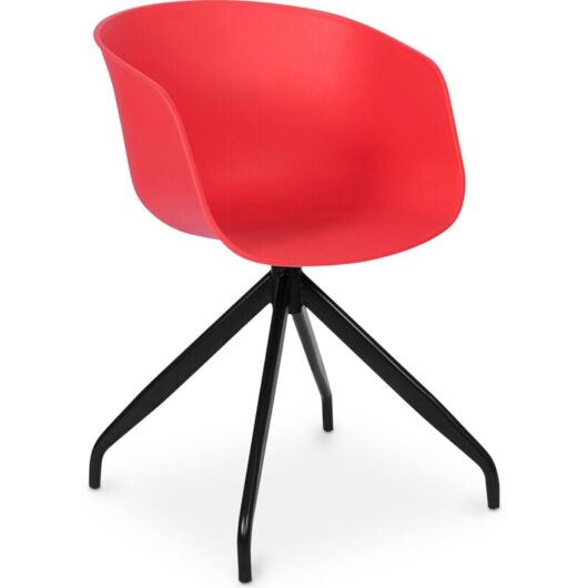 Upholstered Office Chair with Armrests - Black Design Desk Chair - Jodie - Joan Red