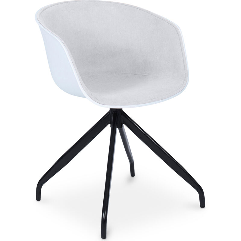 Upholstered Office Chair with Armrests - Black and White Desk Chair - Jodie Light grey