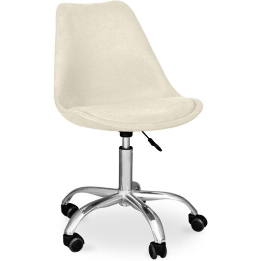 Upholstered swivel chair with Wheels - Tulip Beige
