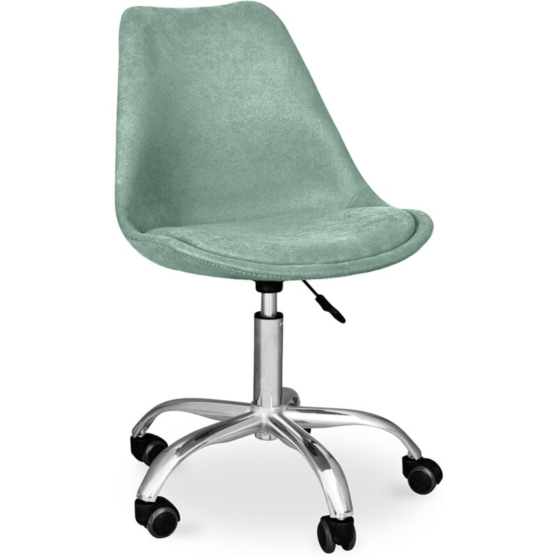 Upholstered swivel chair with Wheels - Tulip Pastel blue