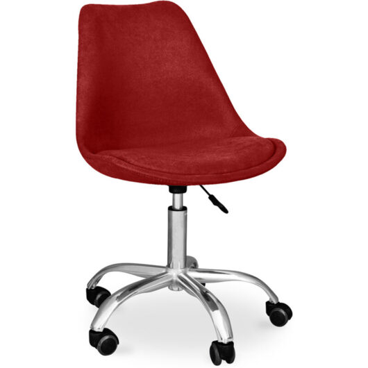 Upholstered swivel chair with Wheels - Tulip Red