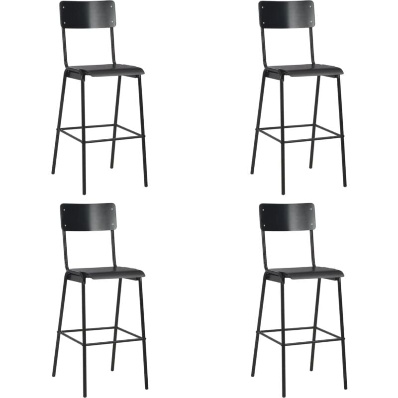 Vidaxl - Bar Chairs 4 pcs Black Solid Plywood Steel