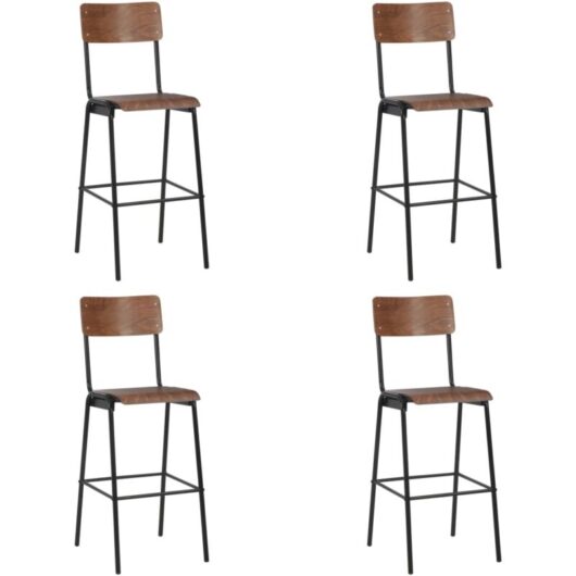 Vidaxl - Bar Chairs 4 pcs Solid Plywood Steel