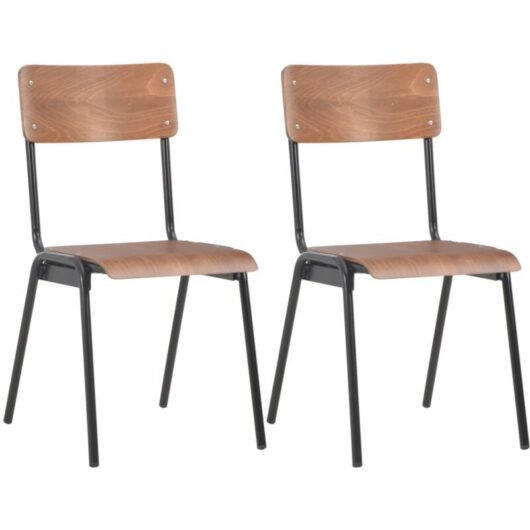 Vidaxl - Dining Chairs 2 pcs Brown Solid Plywood Steel