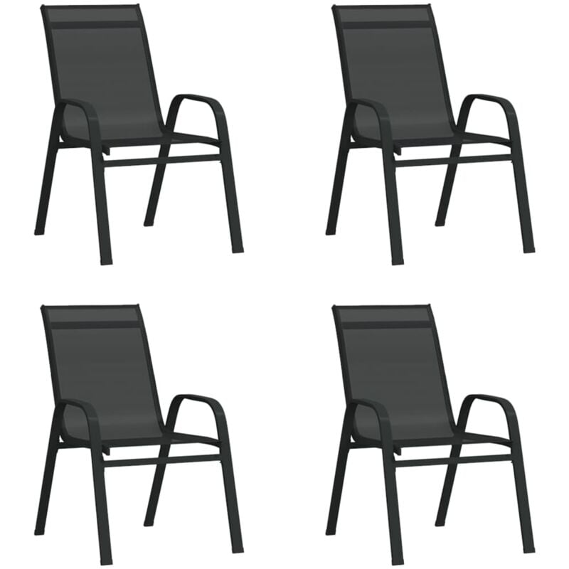 Vidaxl - Stackable Garden Chairs 4 pcs Black Textilene Fabric