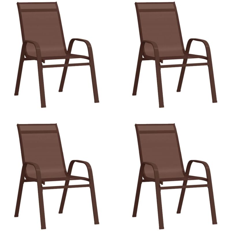 Vidaxl - Stackable Garden Chairs 4 pcs Brown Textilene Fabric