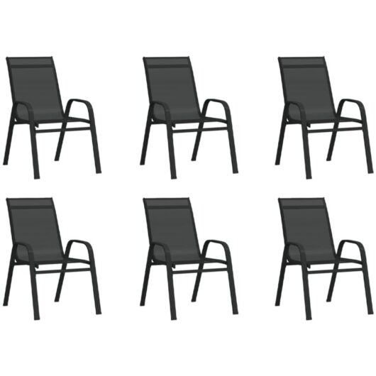 Vidaxl - Stackable Garden Chairs 6 pcs Black Textilene Fabric
