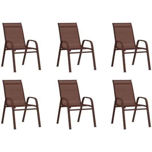 Vidaxl - Stackable Garden Chairs 6 pcs Brown Textilene Fabric