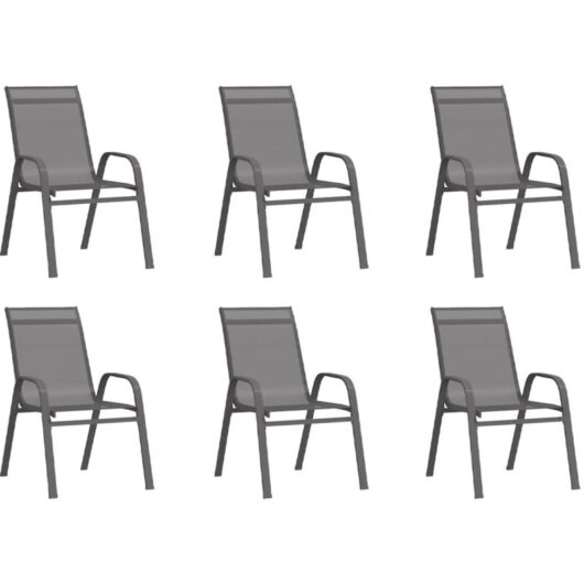 Vidaxl - Stackable Garden Chairs 6 pcs Grey Textilene Fabric