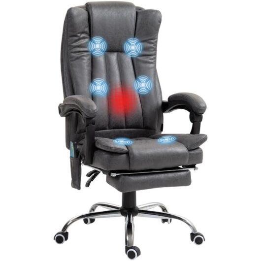 Vinsetto - 6-Point Vibrating Heat Massage Chair w/ Microfibre Upholstery Charcoal Grey