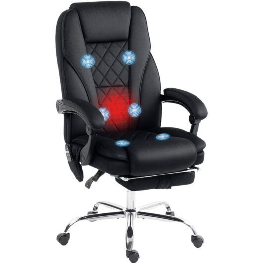 Vinsetto Massage Office Chair, Heated Reclining Desk Chair, Black
