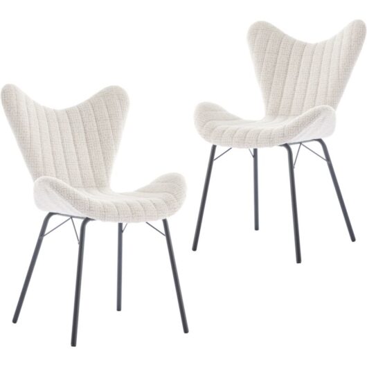 Wahson Office Chairs - Dining Chairs 2Pcs in Chenille Fabric Modern Kitchen Chairs with Stylish Designed Backrest for Living Room Restaurant Cafe,