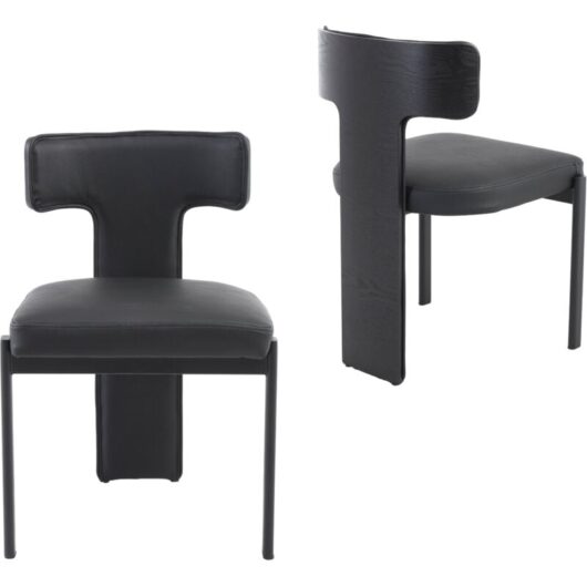 Wahson Office Chairs - Dining Chairs 2Pcs in pu Leather Upholstered Modern Simple Kitchen Chairs with Wooden Backrest for Living Room Restaurant,