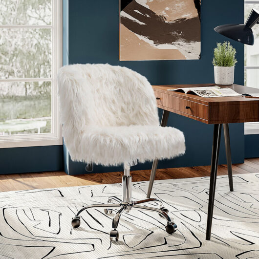 White Modern Fluffy Faux Fur Office Chair