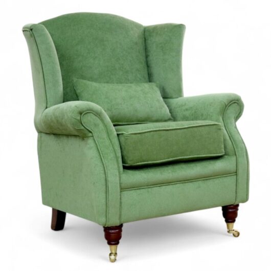 Wing Chair Fireside High Back Armchair Pimlico Sage Green Fabric