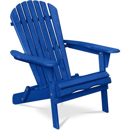 Wooden Outdoor Chair with Armrests - Adirondack Garden Chair - Adirondack Blue