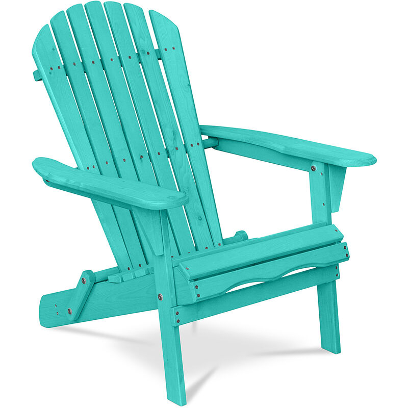 Wooden Outdoor Chair with Armrests - Adirondack Garden Chair - Adirondack Green