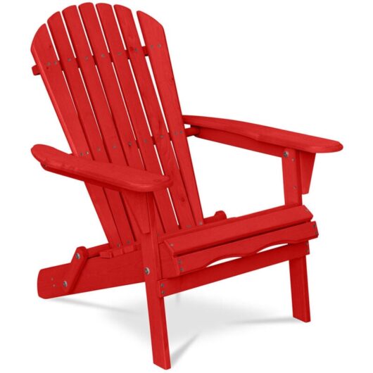 Wooden Outdoor Chair with Armrests - Adirondack Garden Chair - Adirondack Red