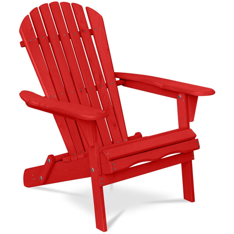 Wooden Outdoor Chair with Armrests - Adirondack Garden Chair - Adirondack Red