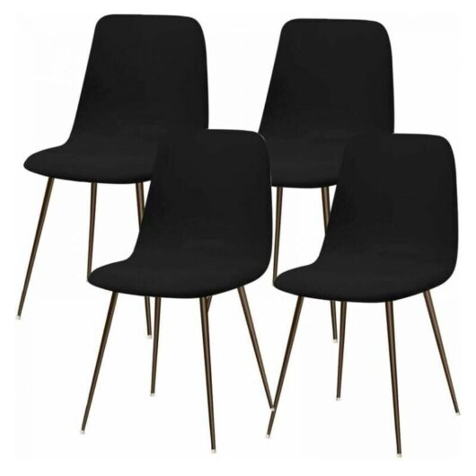 Ymyny - Black Scandinavian Stretch Chair Cover, Set of 4 Modern Dining Chair Covers, Universal Washable Kitchen Chair Cover, Home and Kitchen Decor