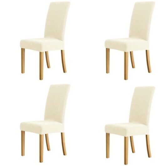 Ymyny - Set of 4 thick beige chair covers, suitable for various settings: home, hotel, restaurant, office.