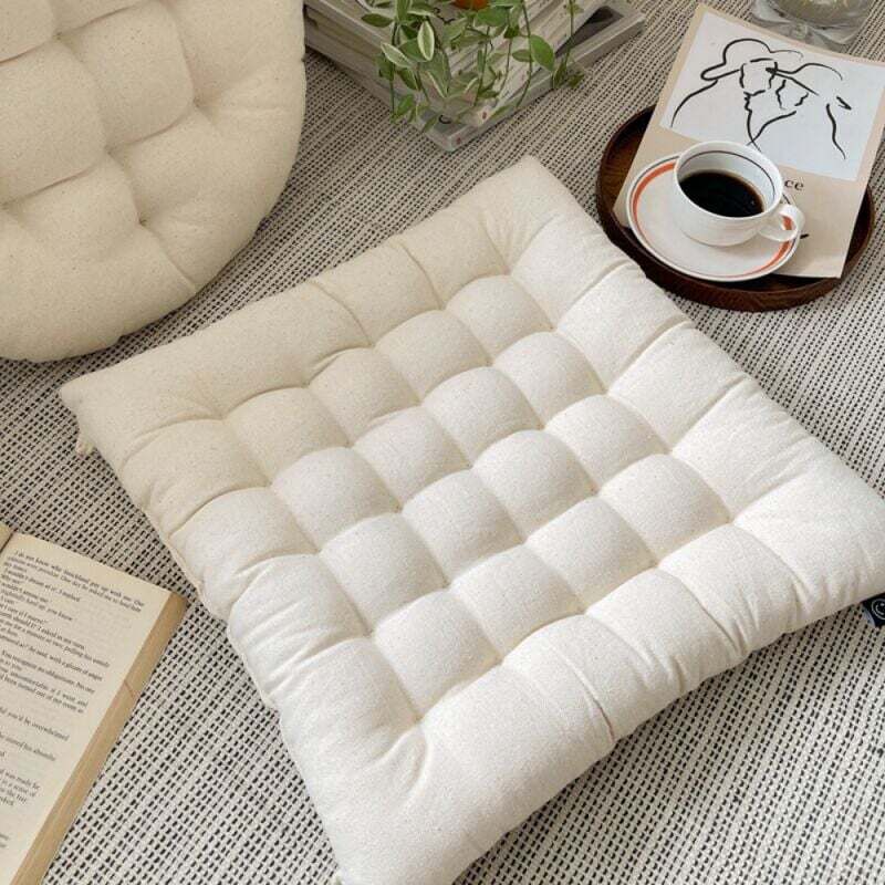 Ymyny - Square)Elegant chair cushion 40x40cm, cotton, machine washable, cream mumu
