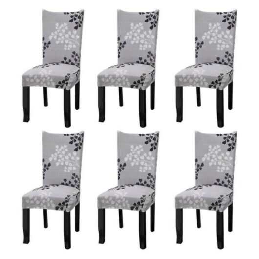 Ymyny - Universal Stretch Dining Chair Covers, Autumn Leaves, 6 Pack