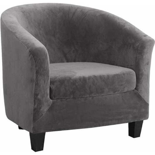 Ymyny - Velvet Club Chair Slipcover Two-Piece Set Stretch Chair Slipcover Lounge Chair Slipcover Bath Chair Cover with Cushion Cover (Grey) mumu