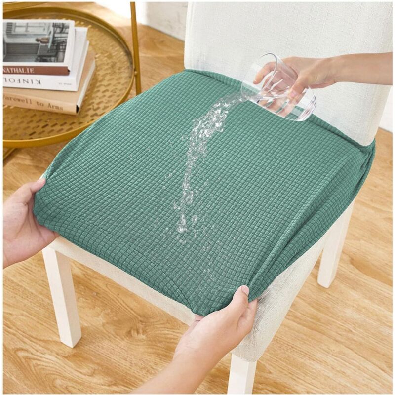 2 Pieces Chair Cover Chair Cushion Cover Removable Waterproof Chair Seat Cover Jacquard Elastic Chair Seat Cover for Dining Room