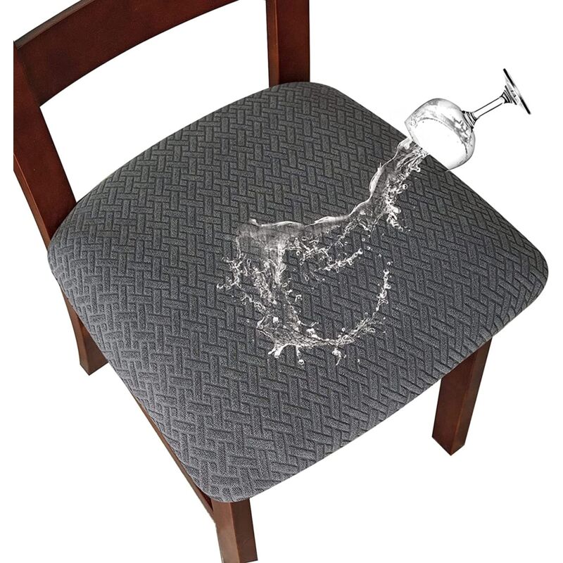 2/4 Pieces Chair Covers Chair Cushion Covers Removable Waterproof Chair Seat Covers Washable Jacquard Elastic Chair Seat Covers for Dining Room (Dark
