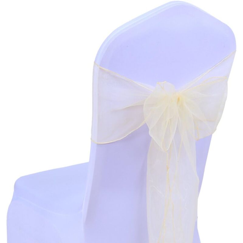 25pcs Organza Ribbons Bows for Chair Covers Bows Wedding Ceremony Decoration Party Event Birthday 17x275cm 22 Colors (Without Chair Covers)