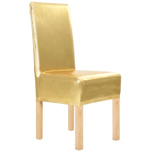 6 pcs Straight Chair Covers Stretch Gold vidaXL