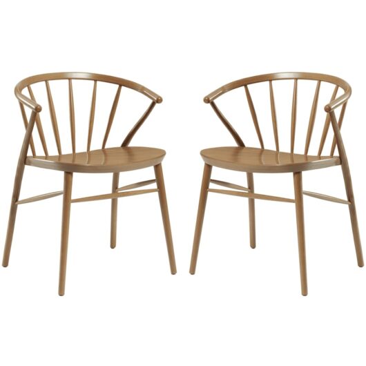 Abiquiu Antique Oak Wooden Dining Chairs In Pair