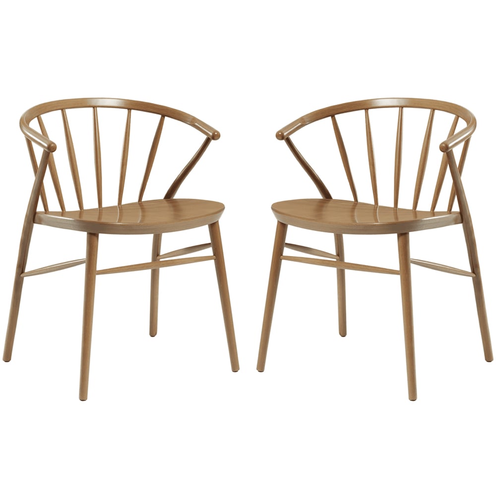 Abiquiu Antique Oak Wooden Dining Chairs In Pair
