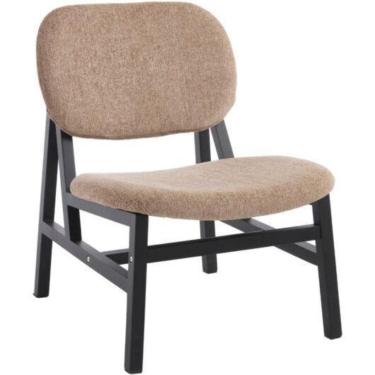 Accent Chair in Chenille Fabric Seat Padded Occasional Leisure Chair in Wood Frame for Bedroom Living Room Cafe, Light Brown, Wahson