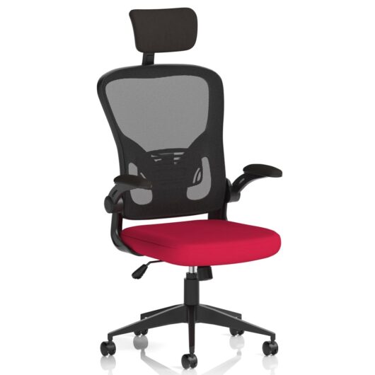 Accord Fabric Office Chair With Folding Arms In Bergamot Cherry