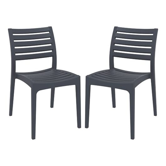 Albany Dark Grey Polypropylene Dining Chairs In Pair