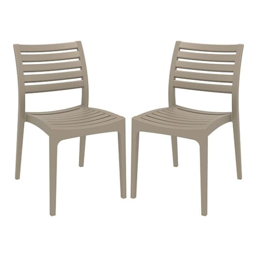 Albany Taupe Polypropylene Dining Chairs In Pair