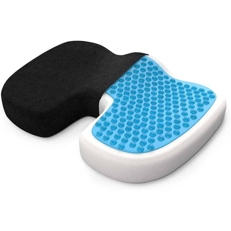Anti-bedsore coccyx cushion with breathable gel, ergonomic orthopedic memory foam seat cushion to relieve back, hip and tailbone pain, for office