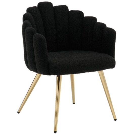 Armchair in Faux Fur Upholstered Occasional Chair with Designed Backrest Modern Comfty Accent Chair for Bedroom Living Room, Black, Wahson
