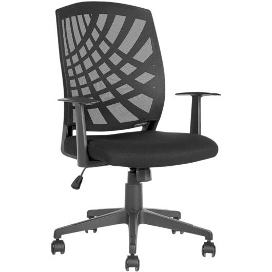 Beliani - Classic Office Desk Chair Polyester Swivel Black Bonny ii