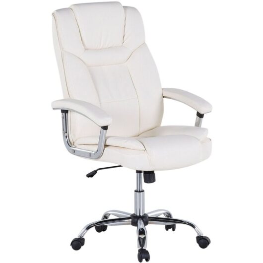 Beliani - Faux Leather Home Office Chair Adjustable Swivel Base Computer Light Beige Advance
