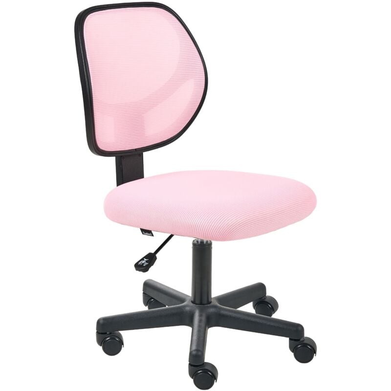 Beliani - Mesh Upholstered Armless Office Chair Full Swivel Seat Height Adjustment Pastel Pink Joyful