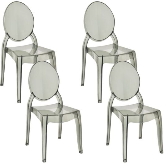 Beliani - Modern Dining Chair Kitchen Black Synthetic Oval Backrest Armless Glossy Merton