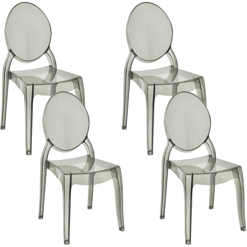 Beliani - Modern Dining Chair Kitchen Black Synthetic Oval Backrest Armless Glossy Merton
