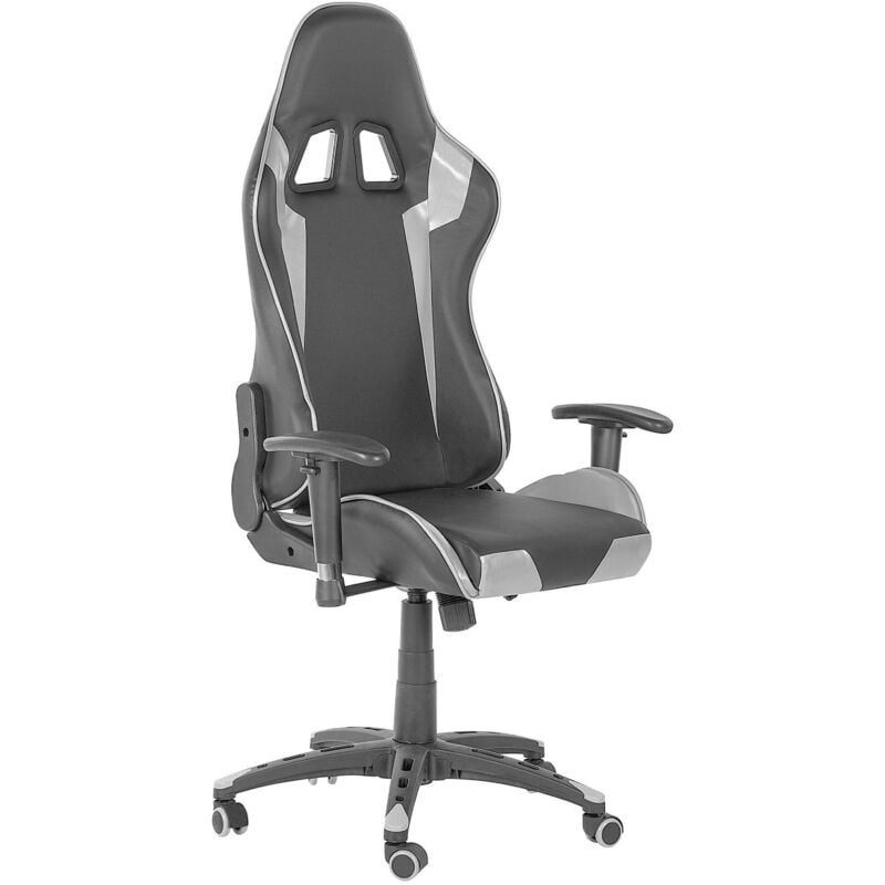 Beliani - Modern Office Gaming Chair Faux Leather Adjustable Height Armrests Black Knight