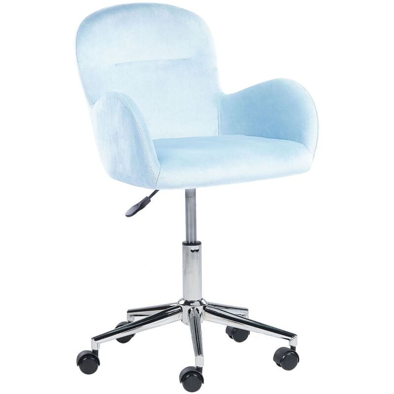 Beliani - Modern Swivel Office Chair Armchair Adjustable Height Velvet Light Blue Priddy